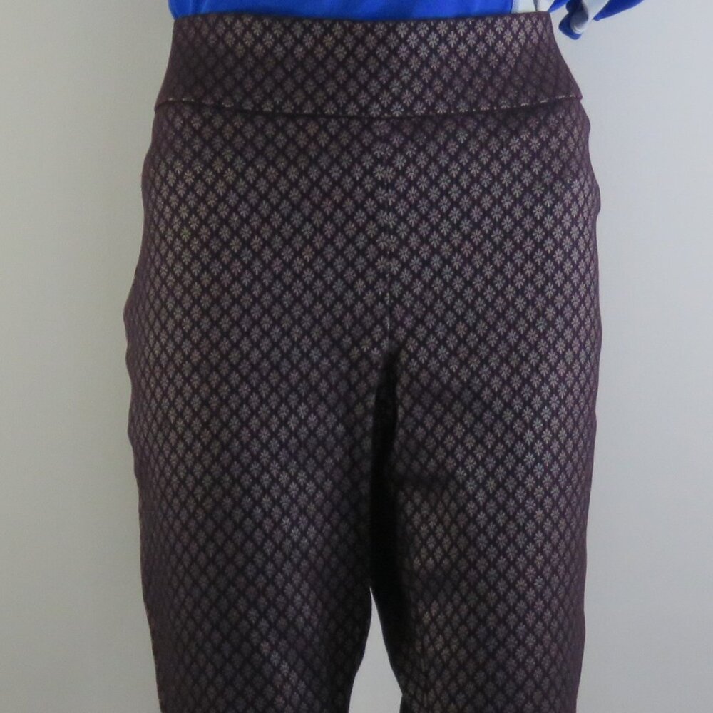 Apt 9 Women's Shiny Purple Floral Brynn Pull-On Pants Size 12 (C1326)